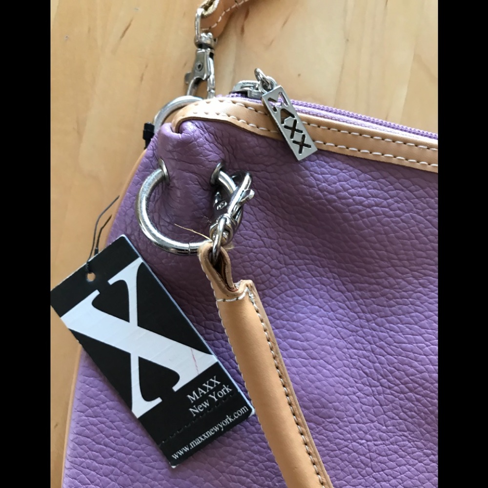 NWT MAXX of NY Leather purple Hobo BAG - Picture 3 of 5